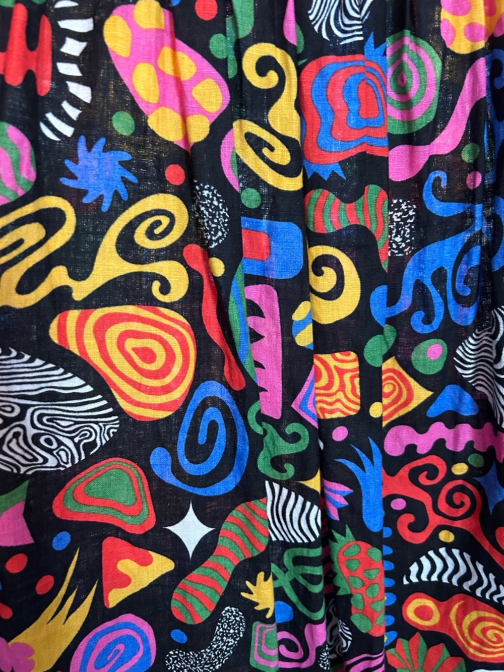 Nooworks “Party Mix” Naomi Linen Black Multi Abstract Maxi Tank Dress - Picture 4 of 7